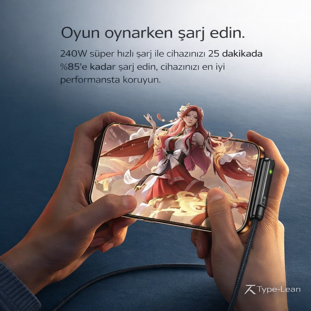 STANDLI HIZLI ŞARJ KABLOSU